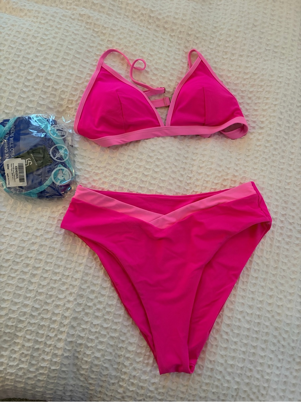 SET OF 2 - Women Triangle High Cut Bikini Sets  High Waisted 2 Piece Swimsuit